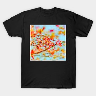 Watercolor Red Floral Branch T-Shirt